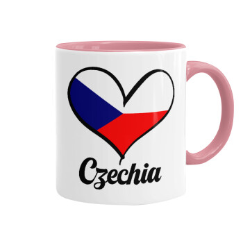 Czechia flag, Mug colored pink, ceramic, 330ml