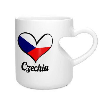 Czechia flag, Κούπα καρδιά λευκή, κεραμική, 330ml