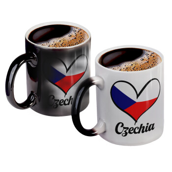 Czechia flag, Color changing magic Mug, ceramic, 330ml when adding hot liquid inside, the black colour desappears (1 pcs)