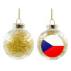 Transparent Christmas tree ball ornament with gold filling 8cm