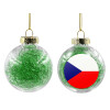 Transparent Christmas tree ball ornament with green filling 8cm