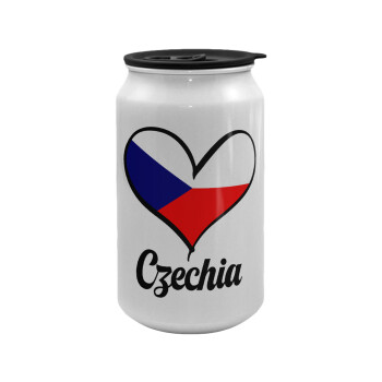 Czechia flag, Κούπα ταξιδιού μεταλλική με καπάκι (tin-can) 500ml