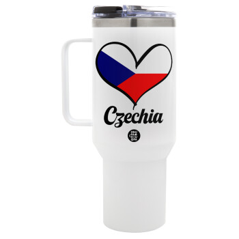 Czechia flag, Mega Stainless steel Tumbler with lid, double wall 1,2L