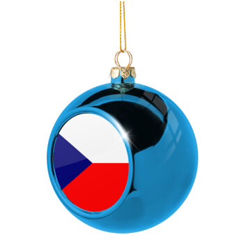 Czechia flag, Χριστουγεννιάτικη μπάλα δένδρου Μπλε 8cm