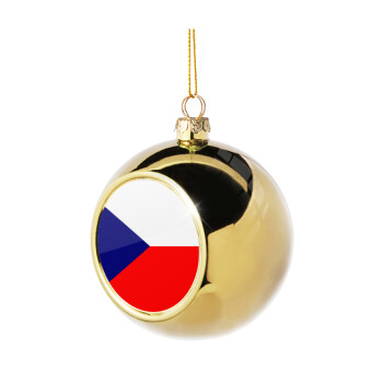 Czechia flag, Golden Christmas tree ball ornament 8cm