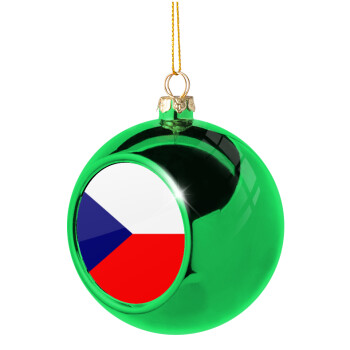 Czechia flag, Χριστουγεννιάτικη μπάλα δένδρου Πράσινη 8cm