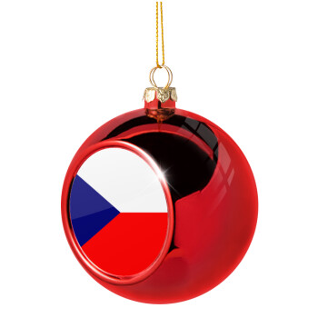 Czechia flag, Χριστουγεννιάτικη μπάλα δένδρου Κόκκινη 8cm