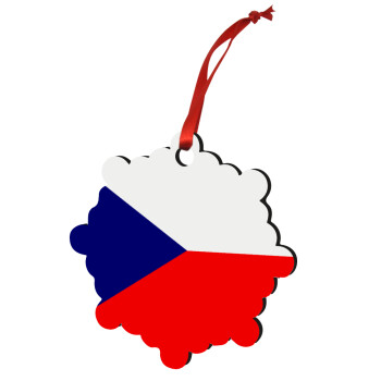 Czechia flag, Χριστουγεννιάτικο στολίδι snowflake ξύλινο 7.5cm