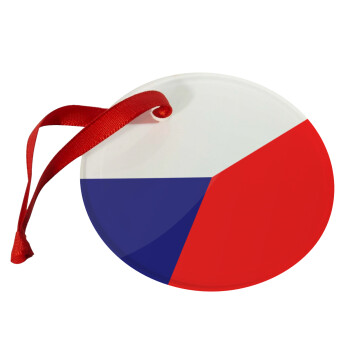 Czechia flag, Χριστουγεννιάτικο στολίδι γυάλινο 9cm