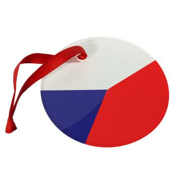 Czechia flag, Στολίδι Χριστουγεννιάτικο στολίδι γυάλινο 9cm