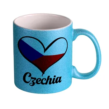 Czechia flag, Κούπα Σιέλ Glitter που γυαλίζει, κεραμική, 330ml