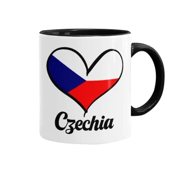 Czechia flag, Mug colored black, ceramic, 330ml