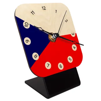 Czechia flag, Quartz Table clock in natural wood (10cm)