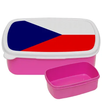 Czechia flag, ΡΟΖ παιδικό δοχείο φαγητού (lunchbox) πλαστικό (BPA-FREE) Lunch Βox M18 x Π13 x Υ6cm
