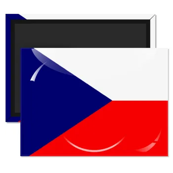 Czechia flag, Ορθογώνιο μαγνητάκι ψυγείου διάστασης 9x6cm