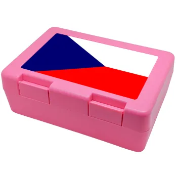 Czechia flag, Children's cookie container PINK 185x128x65mm (BPA free plastic)