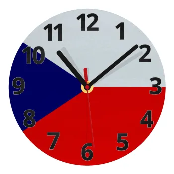 Czechia flag, Ρολόι τοίχου γυάλινο (20cm)