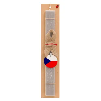 Czechia flag, Easter Set, wooden keychain & scented Easter candle flat (30cm) (GRAY)