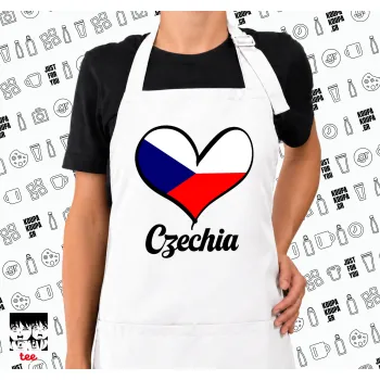 Czechia flag, Ποδιά μακριά Σεφ ολόσωμη με τσέπες white (ΕΝΗΛΙΚΩΝ)