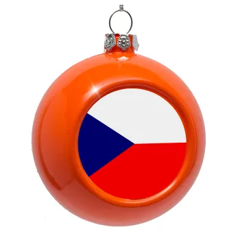 Czechia flag, Στολίδι Χριστουγεννιάτικη μπάλα δένδρου Πορτοκαλί 8cm