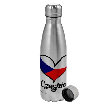 Czechia flag, Μεταλλικό παγούρι νερού, ανοξείδωτο ατσάλι, 750ml
