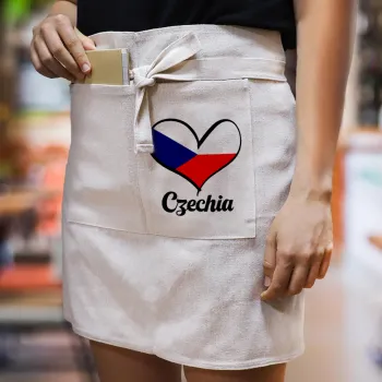 Czechia flag, Ποδιά Μέσης με διπλή τσέπη Barista/Bartender, Beige