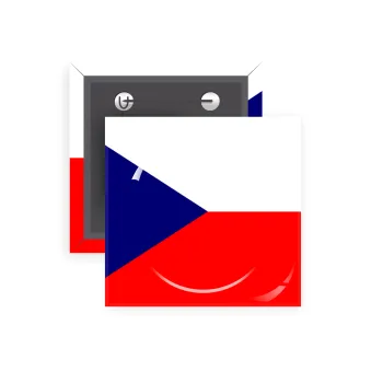 Czechia flag, Κονκάρδα παραμάνα τετράγωνη 5x5cm