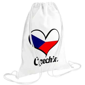 Czechia flag, Backpack pouch GYMBAG white (28x40cm)