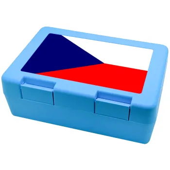 Czechia flag, Παιδικό δοχείο κολατσιού ΓΑΛΑΖΙΟ 185x128x65mm (BPA free πλαστικό)