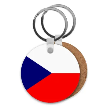 Czechia flag, Μπρελόκ Ξύλινο στρογγυλό MDF Φ5cm