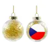 Transparent Christmas tree ball ornament with gold filling 8cm