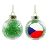 Transparent Christmas tree ball ornament with green filling 8cm