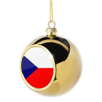 Czechia flag, Golden Christmas tree ball ornament 8cm