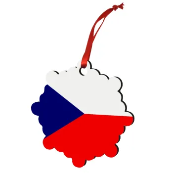 Czechia flag, Στολίδι Χριστουγεννιάτικο στολίδι snowflake ξύλινο 7.5cm