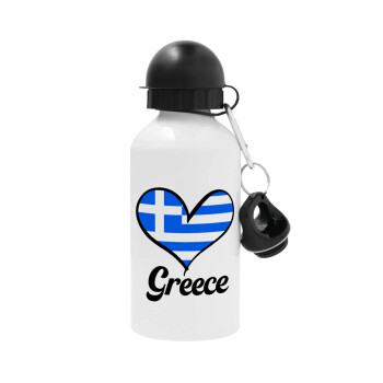 Greece flag, Μεταλλικό παγούρι νερού, Λευκό, αλουμινίου 500ml