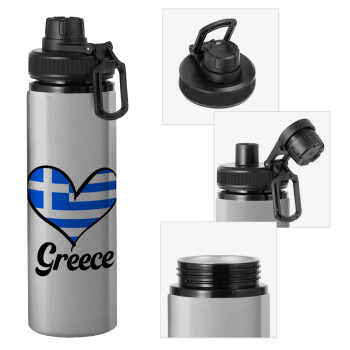 Greece flag, Μεταλλικό παγούρι νερού με καπάκι ασφαλείας, αλουμινίου 850ml