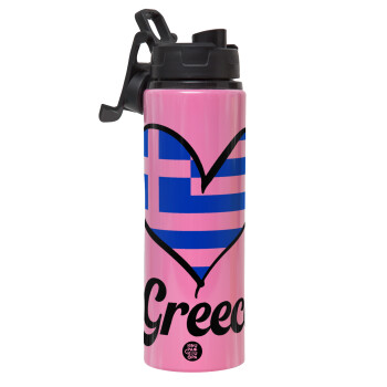 Greece flag, Metallic water bottle with safety lid, 850ml aluminum