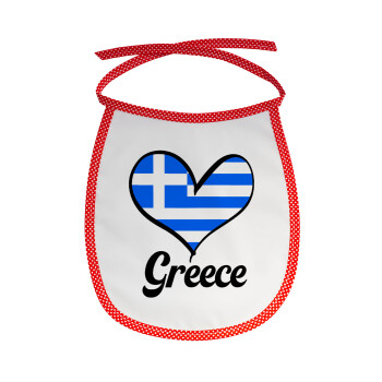 Greece flag, Σαλιάρα μωρού αλέκιαστη με κορδόνι Κόκκινη