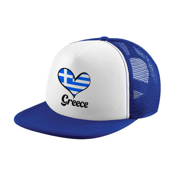 Greece flag, Καπέλο Soft Trucker με Δίχτυ Blue/White 