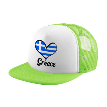 Greece flag, Καπέλο Soft Trucker με Δίχτυ Πράσινο/Λευκό
