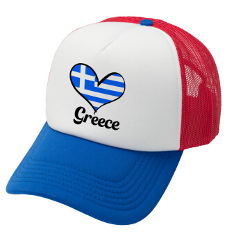 Greece flag, Καπέλο Soft Trucker με Δίχτυ Red/Blue/White 