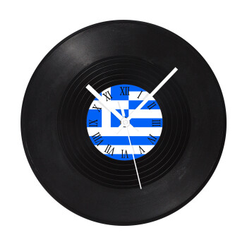 Greece flag, Ρολόι τοίχου Βινύλιο (30cm)