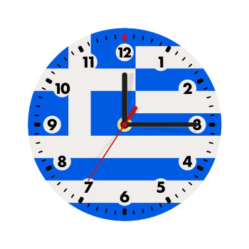 Greece flag, Ρολόι τοίχου ξύλινο (20cm)