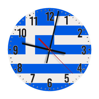 Greece flag, Ρολόι τοίχου ξύλινο (30cm)