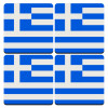 Greece flag, ΣΕΤ 4 Σουβέρ ξύλινα τετράγωνα (9cm)