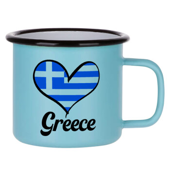 Greece flag, Κούπα Μεταλλική εμαγιέ ΜΑΤ σιέλ 360ml