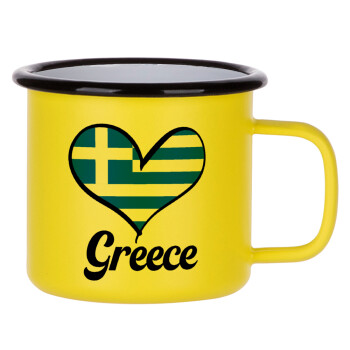 Greece flag, Κούπα Μεταλλική εμαγιέ ΜΑΤ Κίτρινη 360ml