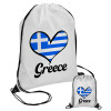 Greece flag, Τσάντα πουγκί με μαύρα κορδόνια 45χ35cm (1 τεμάχιο)