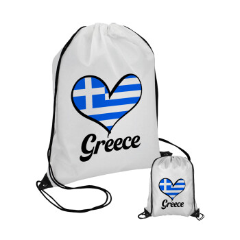 Greece flag, Τσάντα πουγκί με μαύρα κορδόνια 45χ35cm (1 τεμάχιο)
