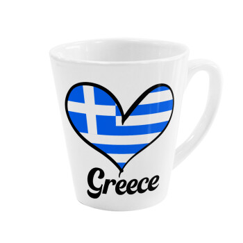 Greece flag, Κούπα κωνική Latte Λευκή, κεραμική, 300ml
